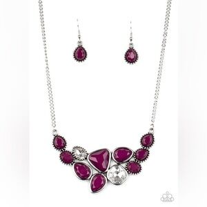 Paparazzi Breathtaking Brilliance Purple and Rhinestone Silver Chain Necklace